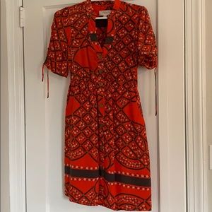Anthropologie Moulinette Spears Orange Silk Dress